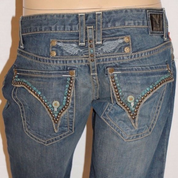 New Men's ROBIN'S JEAN Straight Studded Jeans